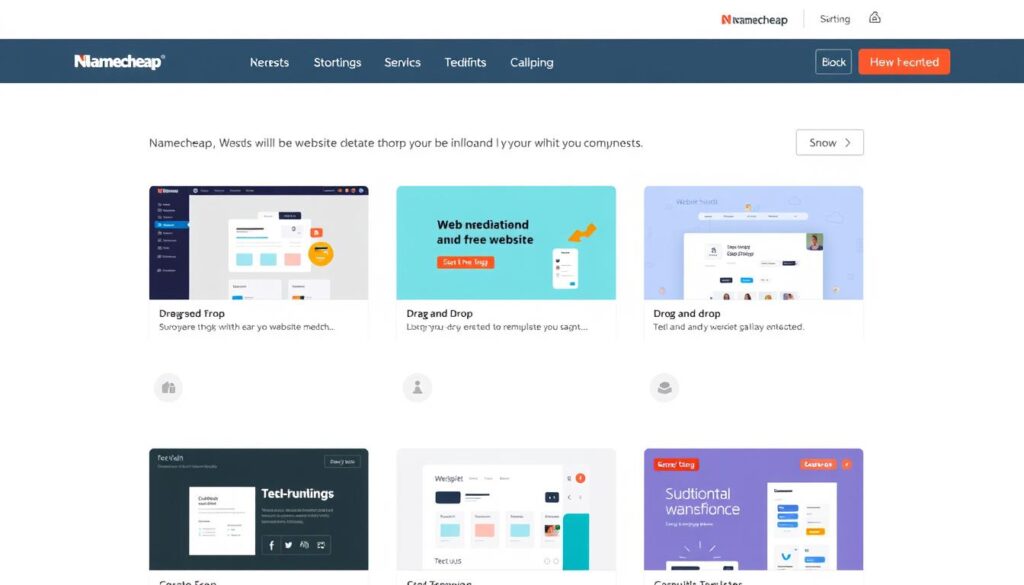 Namecheap user interface showcasing website building tools